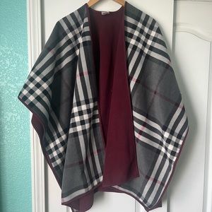 Plaid poncho